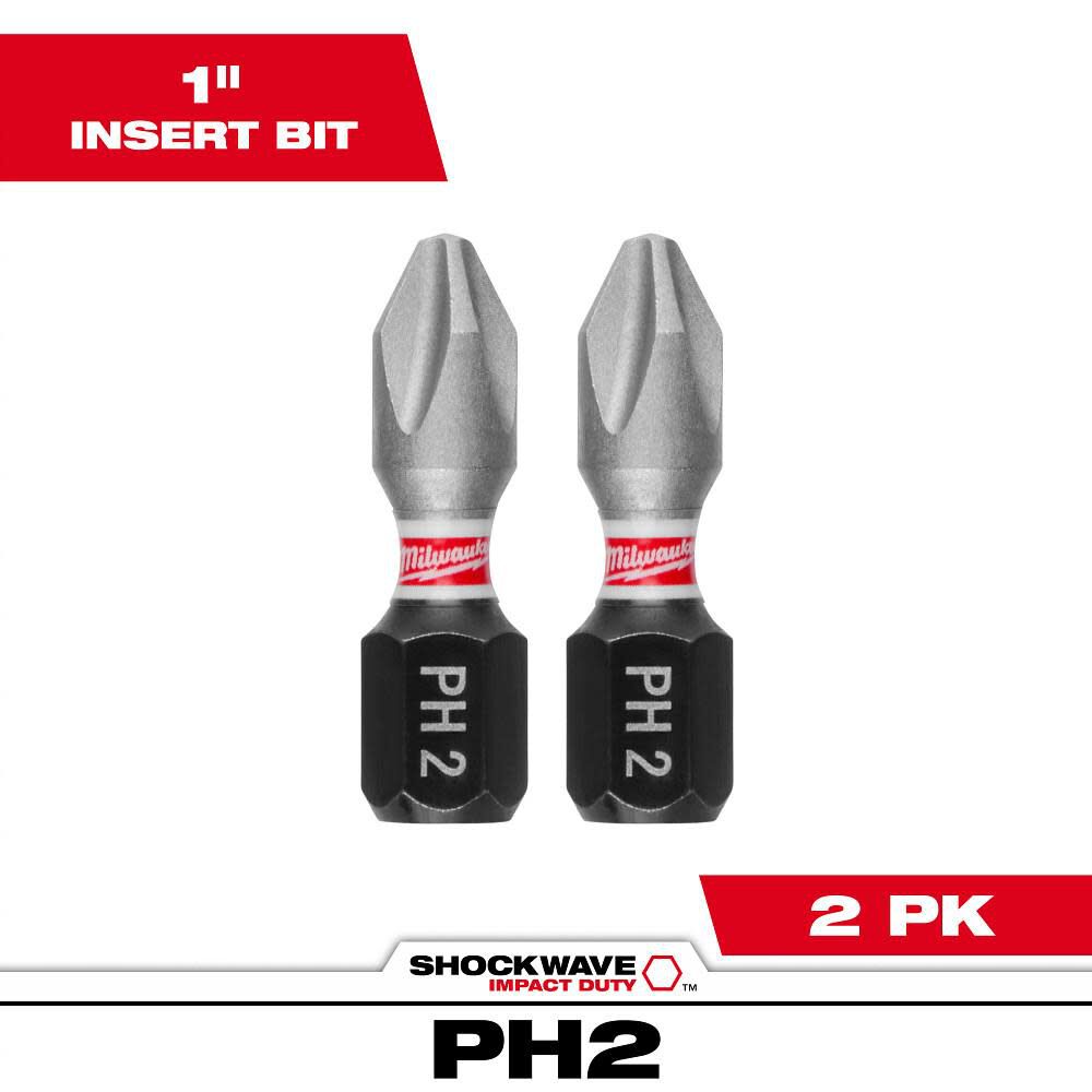 Milwaukee SHOCKWAVE 2-Piece Impact Phillips #2 Insert Bits, large image number 10
