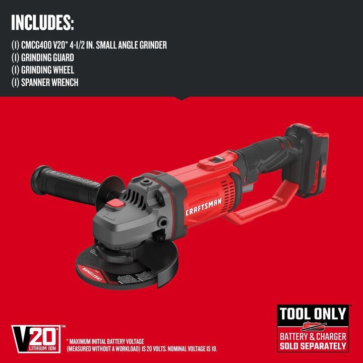 CRAFTSMAN V20* Cordless 4-1/2 Inch Small Angle Grinder (Bare Tool), large image number 1