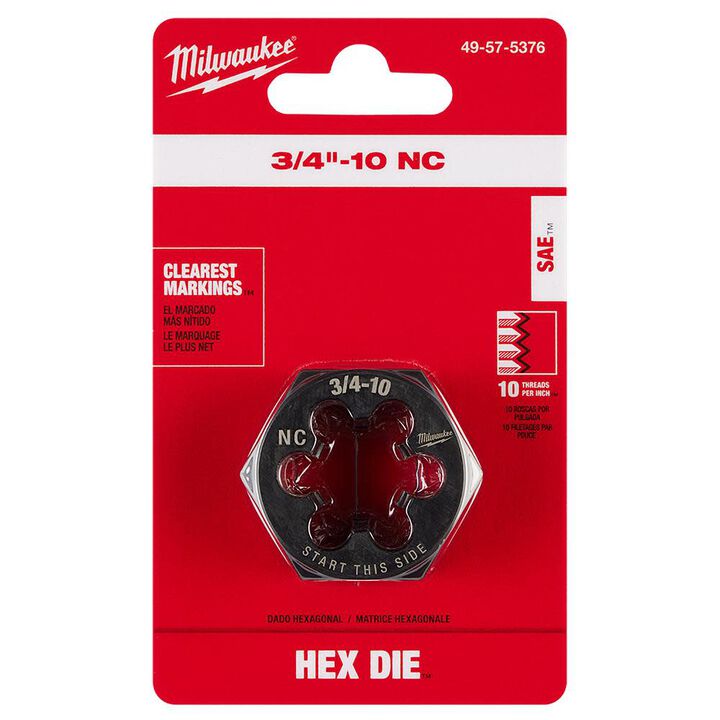Milwaukee 3/4 in -10 NC 1-7/16 in  Hex Threading Die, large image number 7
