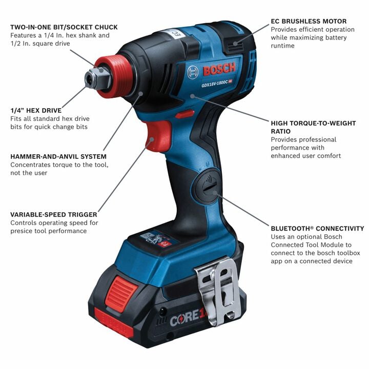 Bosch 18V Impact Driver/Wrench Kit Reconditioned, large image number 1
