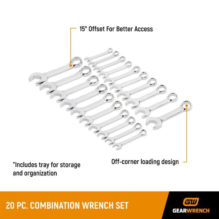 GEARWRENCH 20-Piece 12-Point Metric and Standard (SAE) Standard Combination Wrench Set, large image number 6