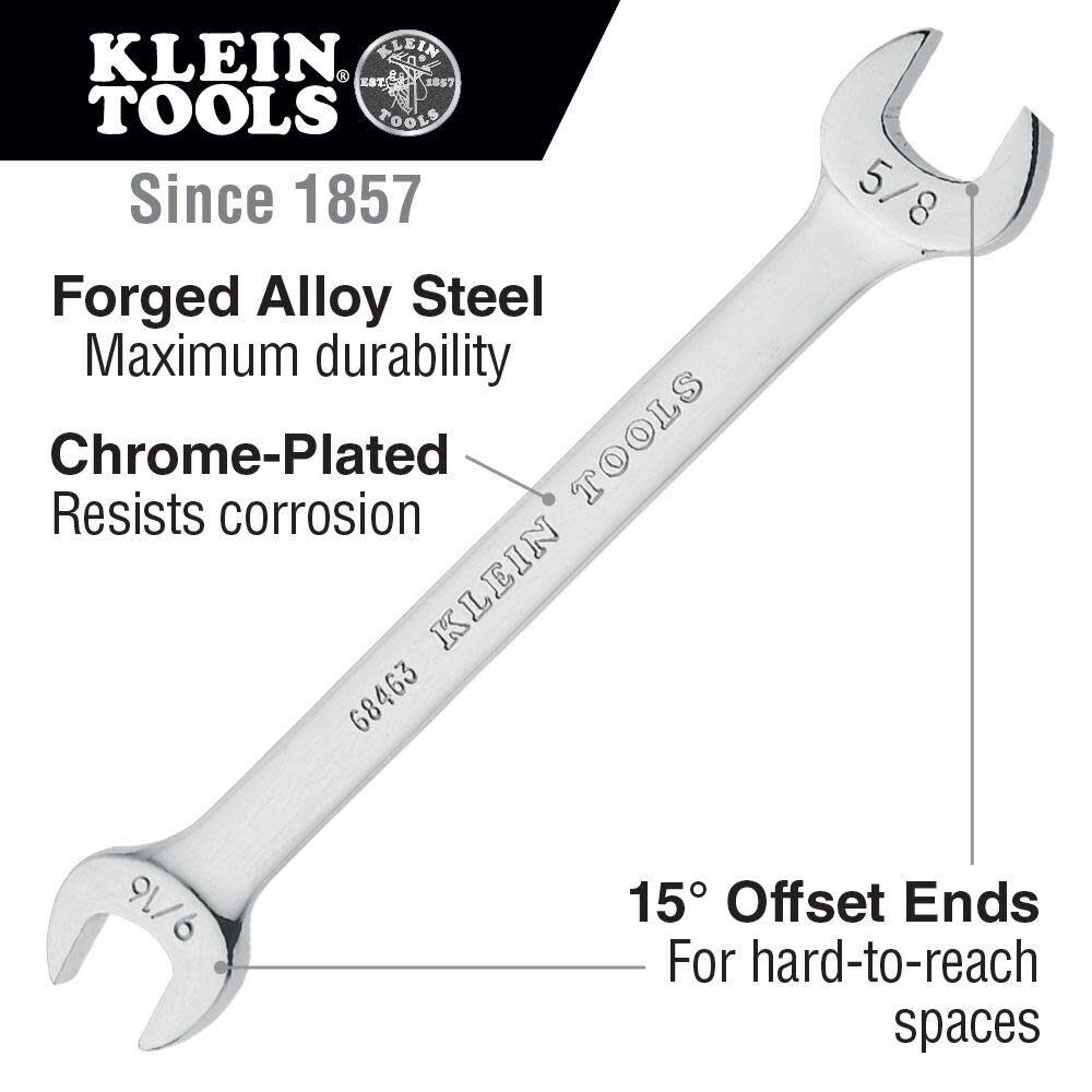 Klein Tools Open-End Wrench 3/8in 7/16in Ends, large image number 2