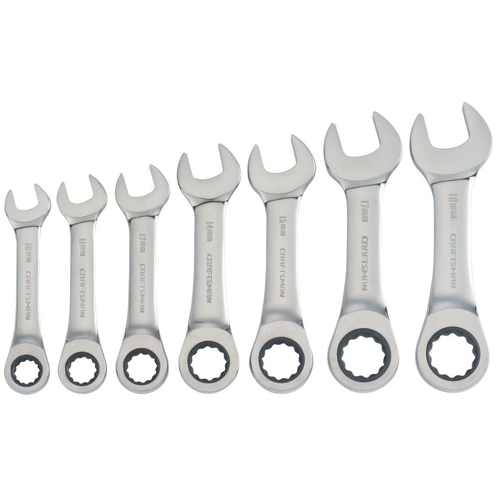 CRAFTSMAN Metric Stubby Ratcheting Wrench Set, 7 Piece – CMMT87025