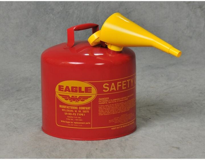 Eagle Manufacturing Type 1 5 Gallon Red Steel Safety Can for Flammable, large image number 1
