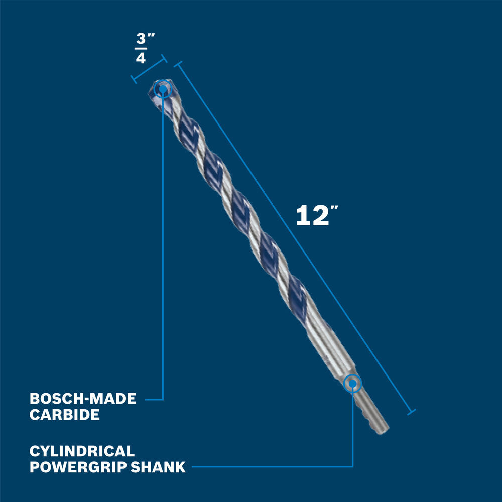 Bosch 3/4 Inch x 12 Inch Blue Xtreme Bit, large image number 2
