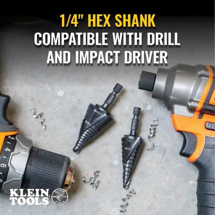 Klein Tools 7/8in to 1-1/8in Quick Release Sprial Flute Step Drill Bit, large image number 3