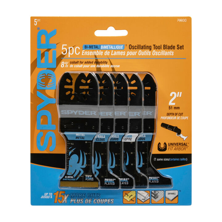Spyder Oscillating Tool Blade Set, Bi-Metal Wood/Metal, 1-3/8 - 2-1/2 Inch, 5 Pieces, large image number 4