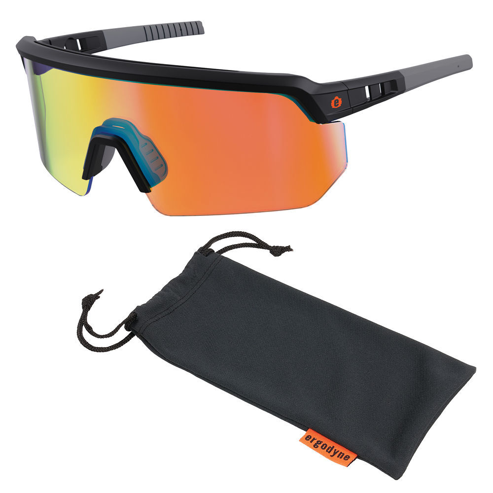 Ergodyne AEGIR-AFASM Safety Glasses, Matte Black Frame, Orange Mirror Lens, large image number 1