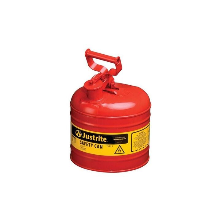 Justrite 2 Gal Steel Safety Red Gas Can Type I with Flame Arrester, large image number 1