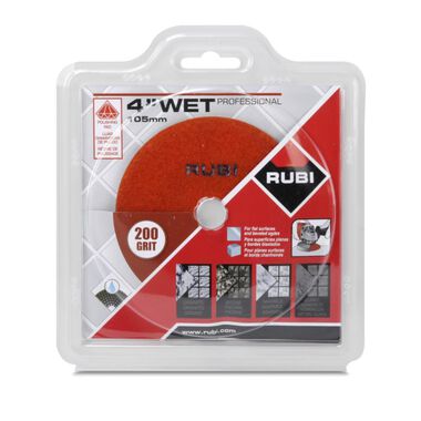 Rubi Tools Resin Wet Polishing Pad 200 Grit 4 In.