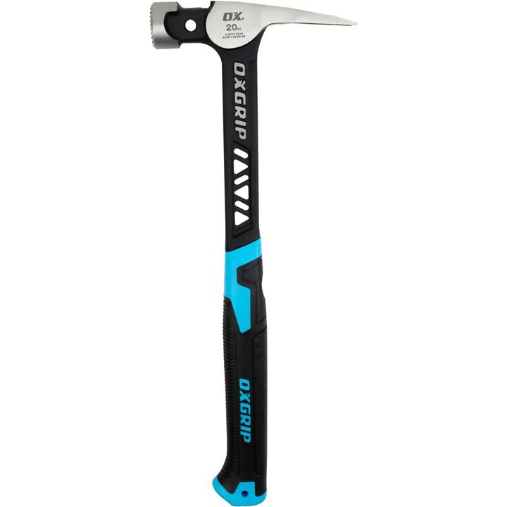Ox Tools 20 Oz Steel Head Framing Hammer with Ergonomic Non-Slip Grip Handle