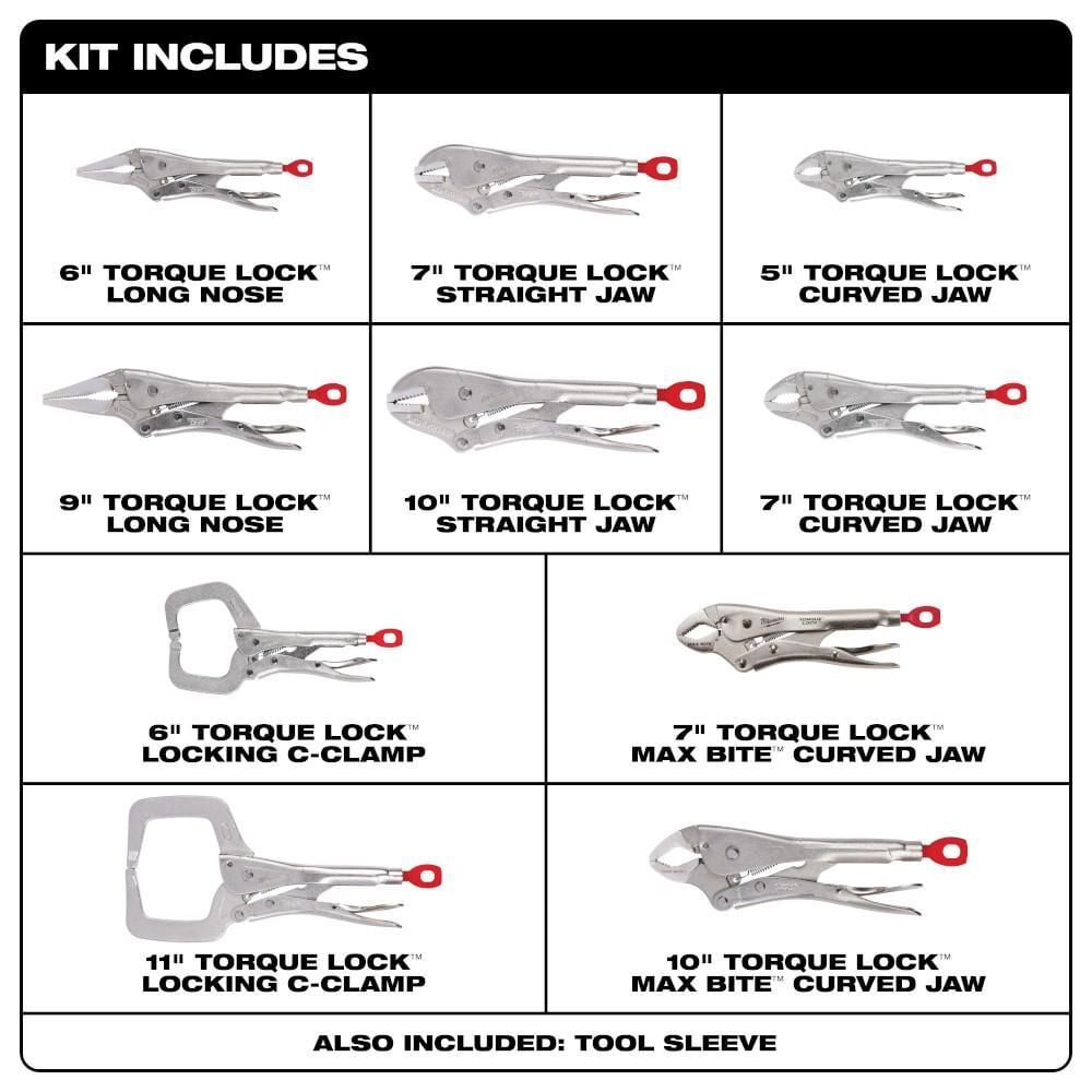 Milwaukee 10Pc TORQUE LOCK Locking Pliers Kit, large image number 2