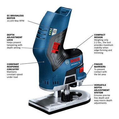 Bosch 12V Max EC Brushless Palm Edge Router (Bare Tool), large image number 2