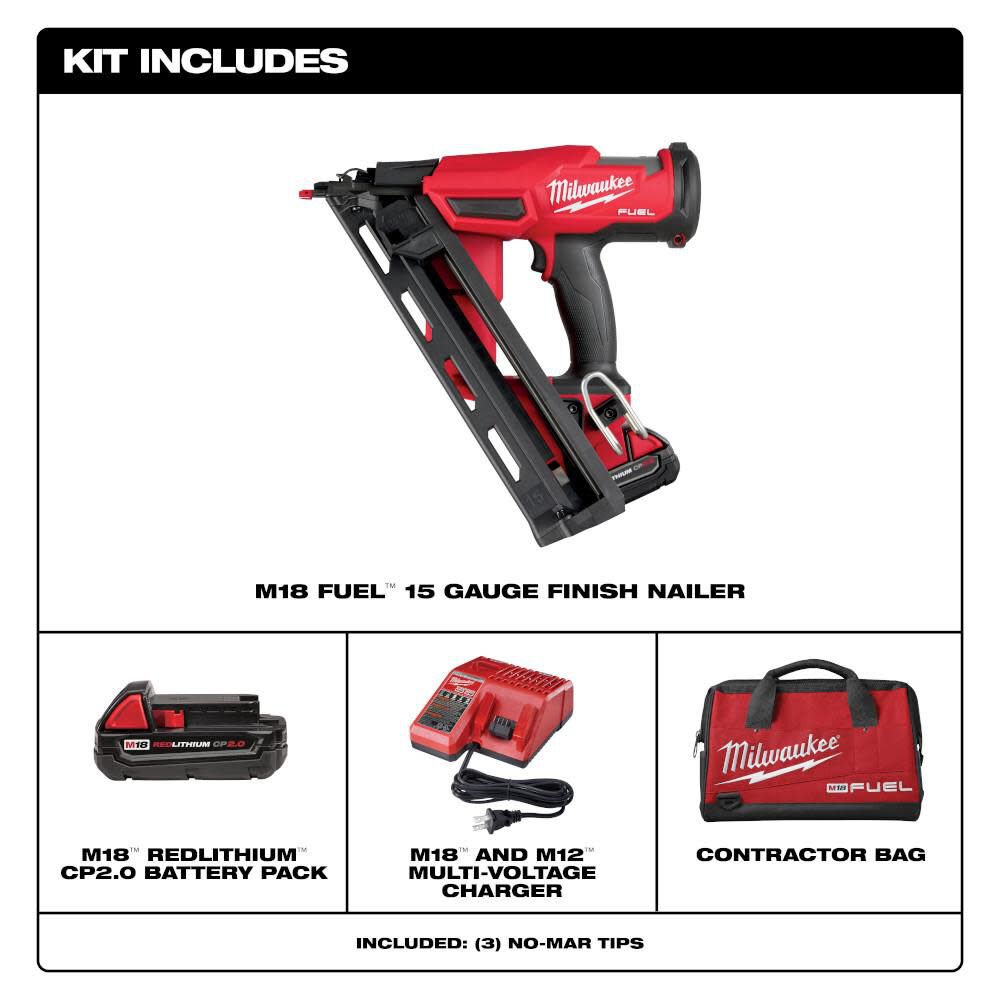 Milwaukee M18 FUEL 15 Gauge Finish Nailer Kit 283921CT Acme Tools