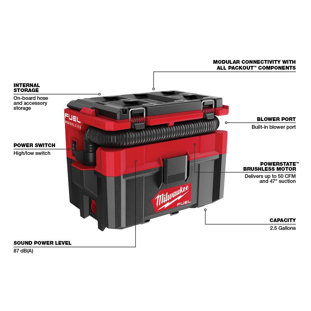 Milwaukee M18 Fuel Packout Wet Dry Vacuum 25 Gallon Reconditioned Bare Tool 0970 80 Sansujyuku sansujyuku.com