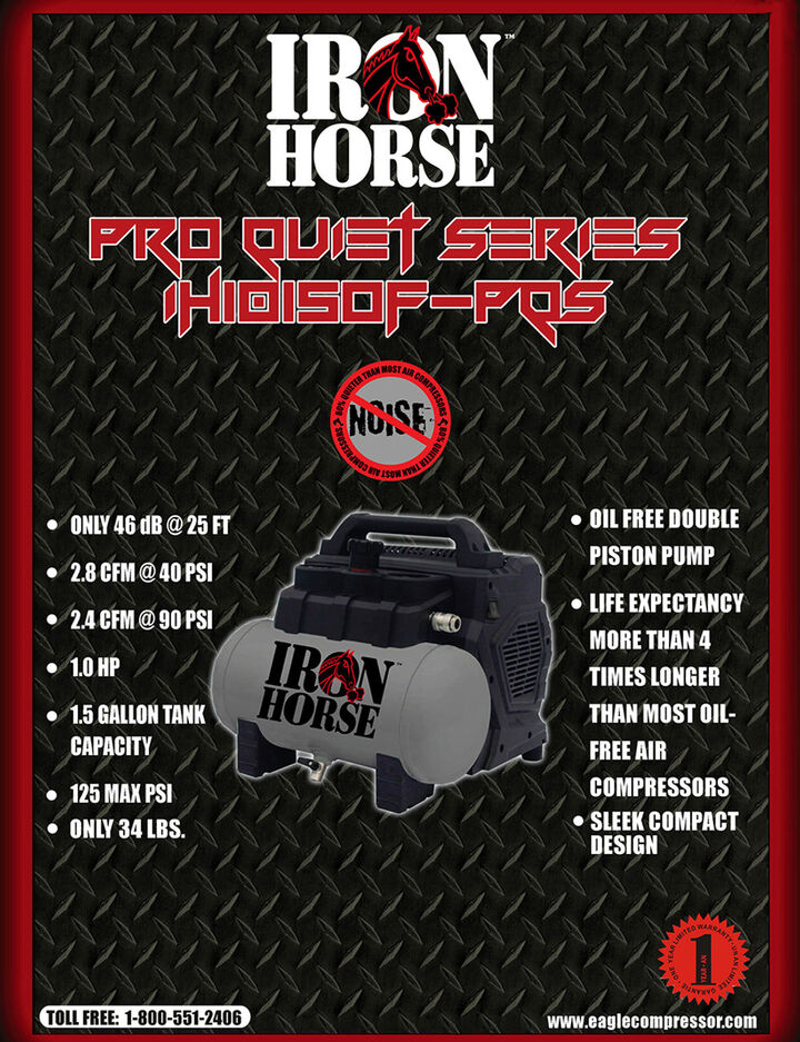 Iron Horse .75hp 1.5 Gallon Hot Dog Air Compressor, large image number 3