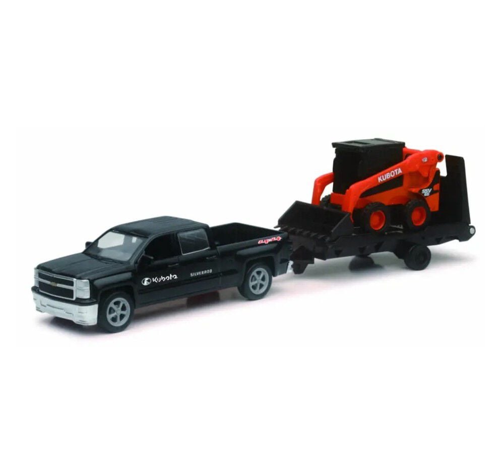 Kubota SSV65 1:43 Scale Miniature Toy Pull-Back Skid Steer Set W/Truck, large image number 2