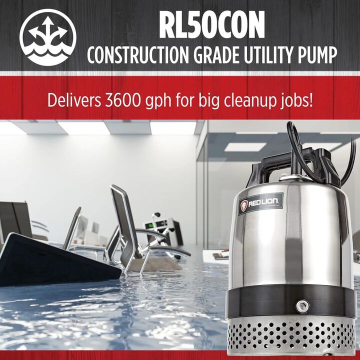 Red Lion 1/2HP 2400 GPH Heavy Duty Submersible Utility Pump, large image number 4