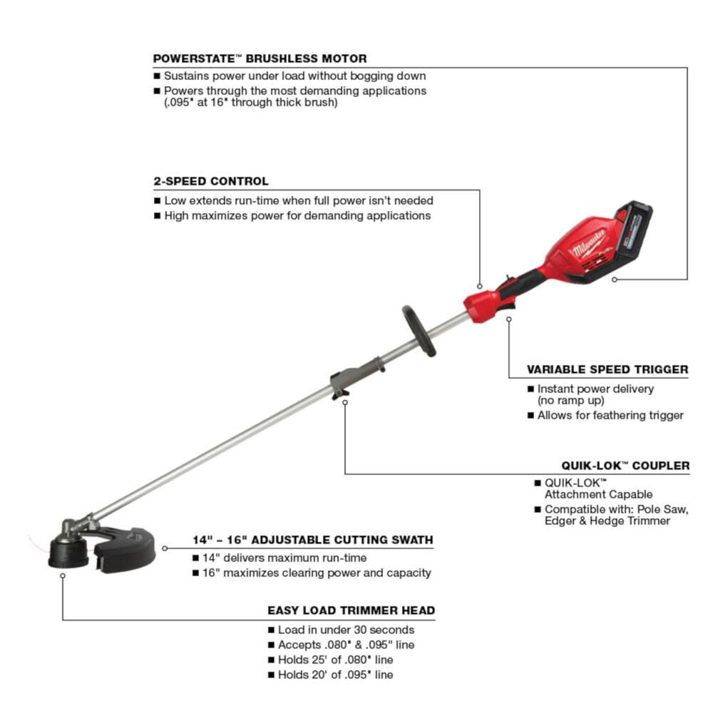 Battery powered hotsell milwaukee weed eater