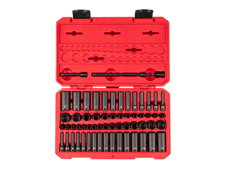 Tekton 1/4 Inch 12 Point Impact Socket Set, 61 Pieces (5/32-11/16 in, 4-17 mm), large image number 0