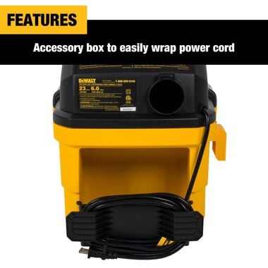 DEWALT 6 Gallon Wall Mounted Wet/Dry Vacuum with Wireless on/off Control, large image number 7