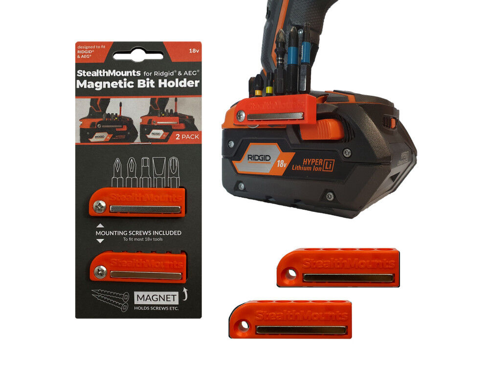 Stealthmounts Bit Holder For Aeg/ridgid 2Pk Orange