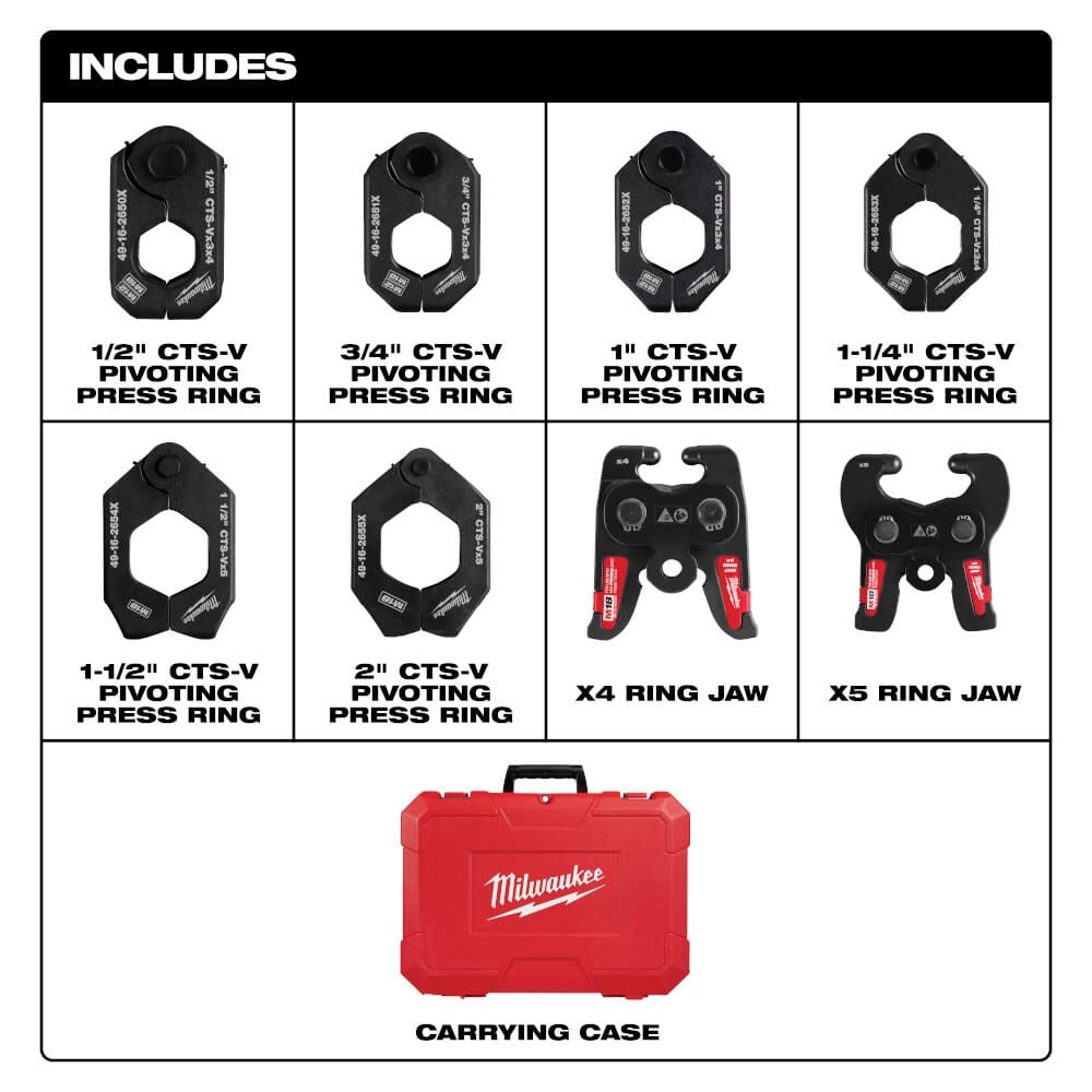 Milwaukee M18 FORCE LOGIC Press Tool with ONE-KEY & 1/2 Inch - 2 Inch CTS-V Pivoting Press Ring Kit Bundle, large image number 3
