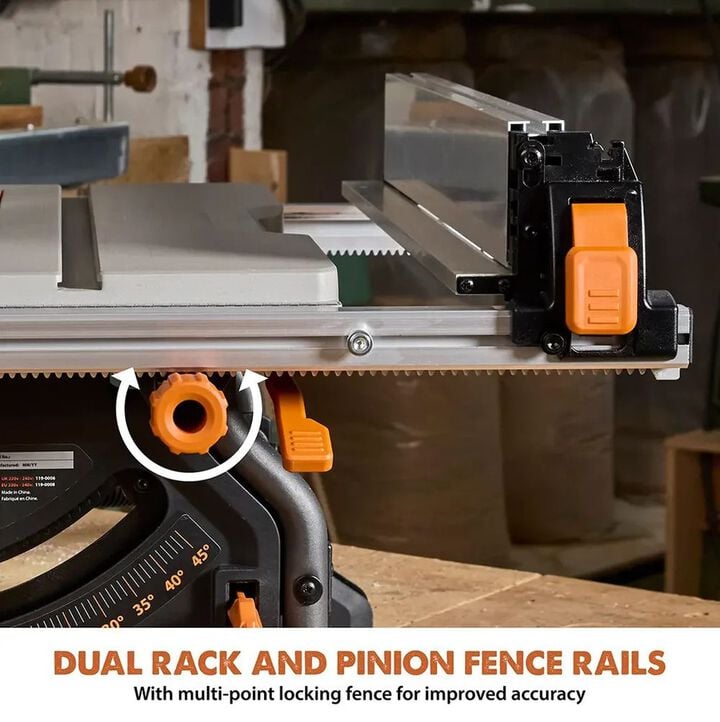 Evolution Power Tools R10TBLX Multi-Material 10 Inch Table Saw with Wheeled Scissor Stand, large image number 5