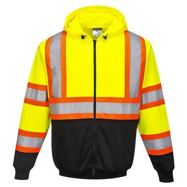 Portwest Yellow and Black Kansas Zipped Hoodie - XL