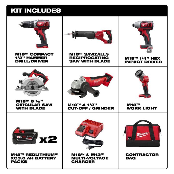 Milwaukee M18 Cordless Lithium-Ion 6-Tool Combo Kit, large image number 15