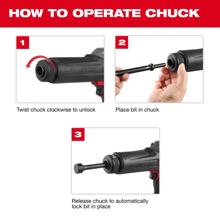 Milwaukee M18 FUEL STRIKER Hammer Chisel (Bare Tool) and M18 REDLITHIUM FORGE XC 18V 8Ah Lithium Ion Power Tool Battery Pack Bundle, large image number 12