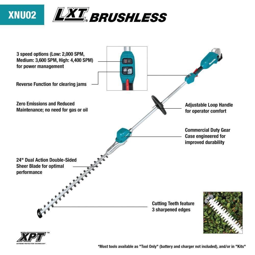 Makita 18V LXT Lithium-Ion Brushless Cordless 24in Pole Hedge Trimmer Kit (5.0Ah), large image number 8