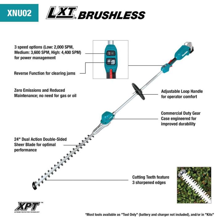 Makita 18V LXT Lithium-Ion Brushless Cordless 24in Pole Hedge Trimmer Kit (5.0Ah), large image number 7