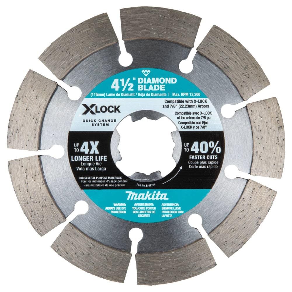 Makita XLOCK 4 1/2 Inch Segmented Rim Diamond Blade for Masonry - E-07191
