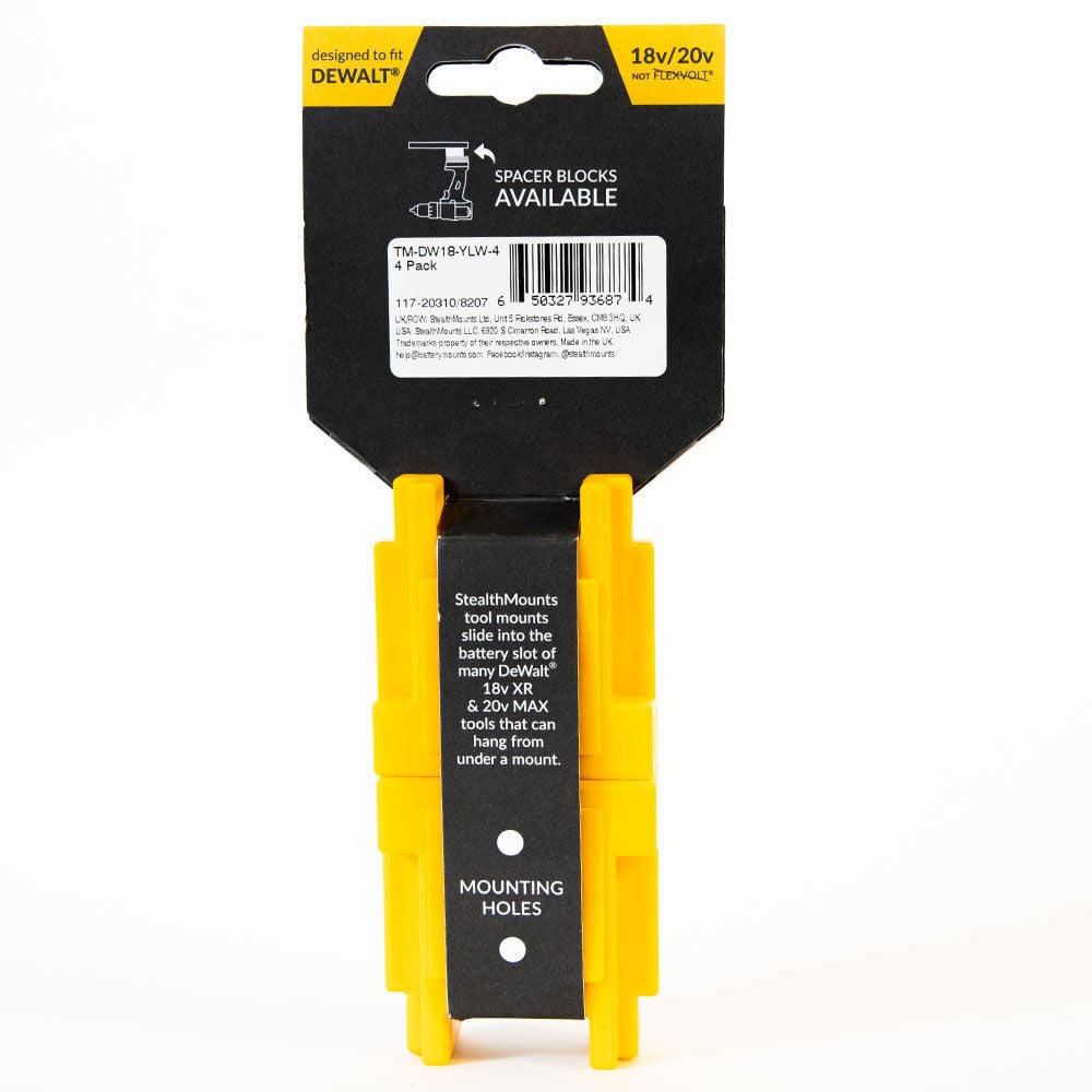 Stealthmounts Tool Mount DEWALT 18V 20V XR Tools Yellow 4pk, large image number 4