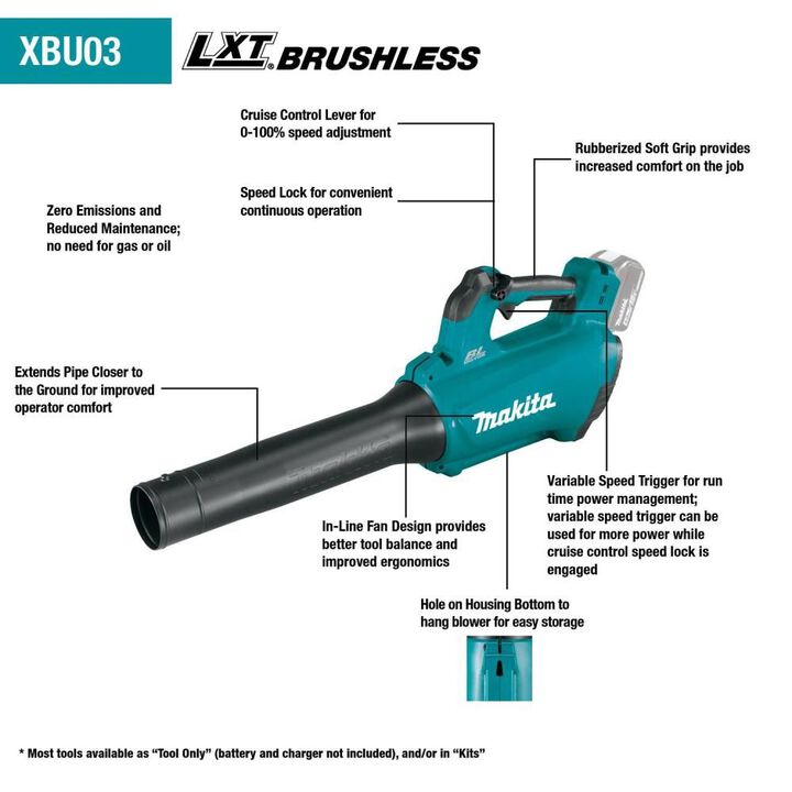 Makita 18V LXT Lithium-Ion Brushless Cordless Blower Kit (4.0Ah), large image number 2