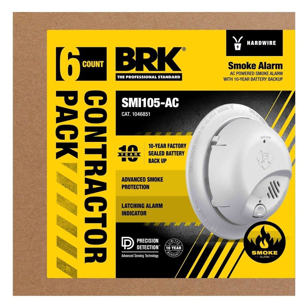 First Alert BRK SMI105-AC Hardwire Smoke Alarm with Battery Backup 6 Pack, large image number 2