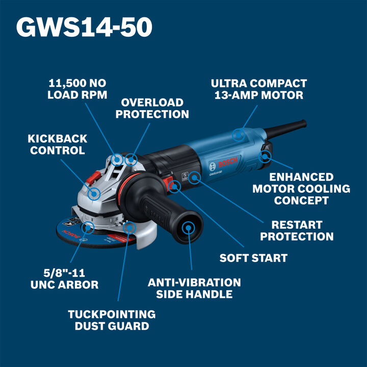 Bosch 5 Inch Angle Grinder with Slide Switch, large image number 1