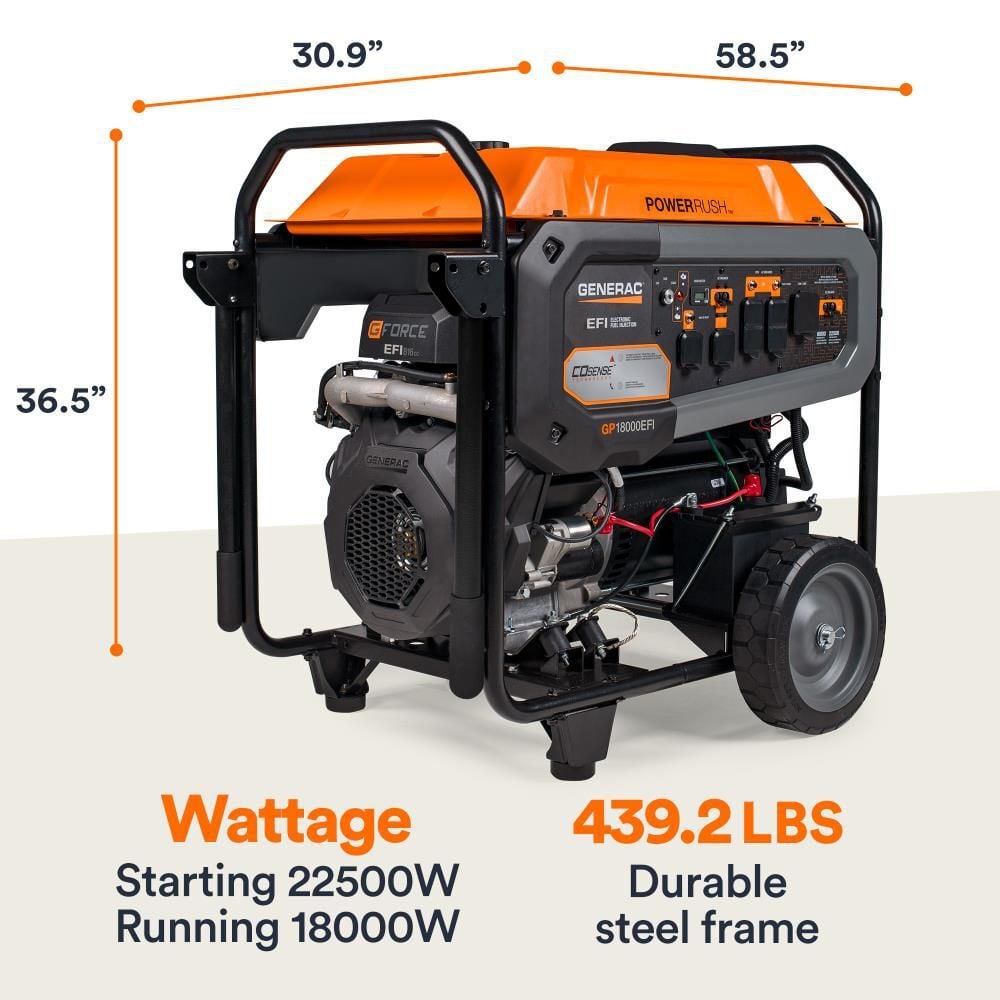 Generac GP Series 22,500 Watt Gas Powered 50-State Portable Generator with COsense Technology, large image number 8