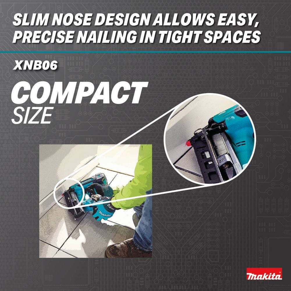 Makita 18V LXT Lithium-Ion Brushless Cordless 2-1/2 Inch Angled Finish Nailer 16 Gauge (Bare Tool), large image number 6
