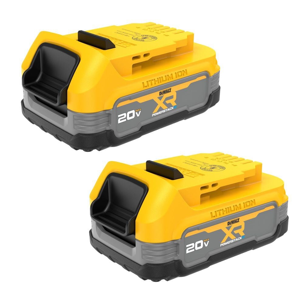 DEWALT 20V MAX XR POWERSTACK 20V 1.7Ah Lithium Ion Power Tool Battery Pack with Fuel Indicator (2 Pack) - DCBP034-2