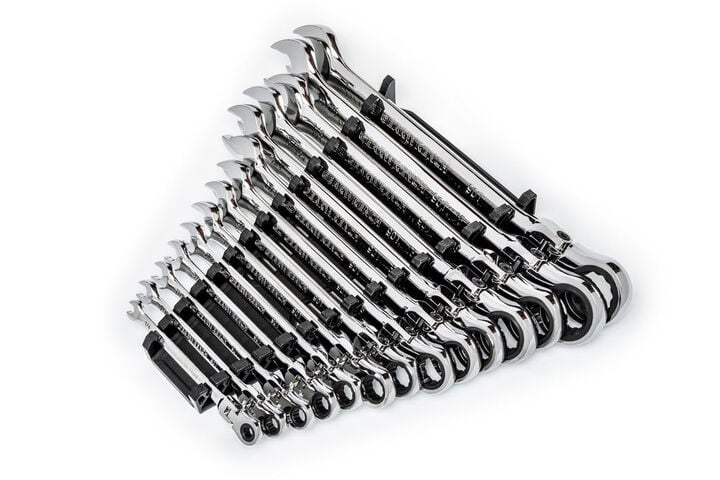 GEARWRENCH 14 Pc 90T 12 Point Flex Head Ratcheting Combination SAE Wrench Set, large image number 4