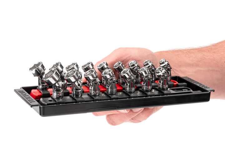 Tekton 1/4 Inch 6 Point U-Joint Socket Set, 16 Pieces (1/4-9/16 Inch, 6-14 mm), large image number 6