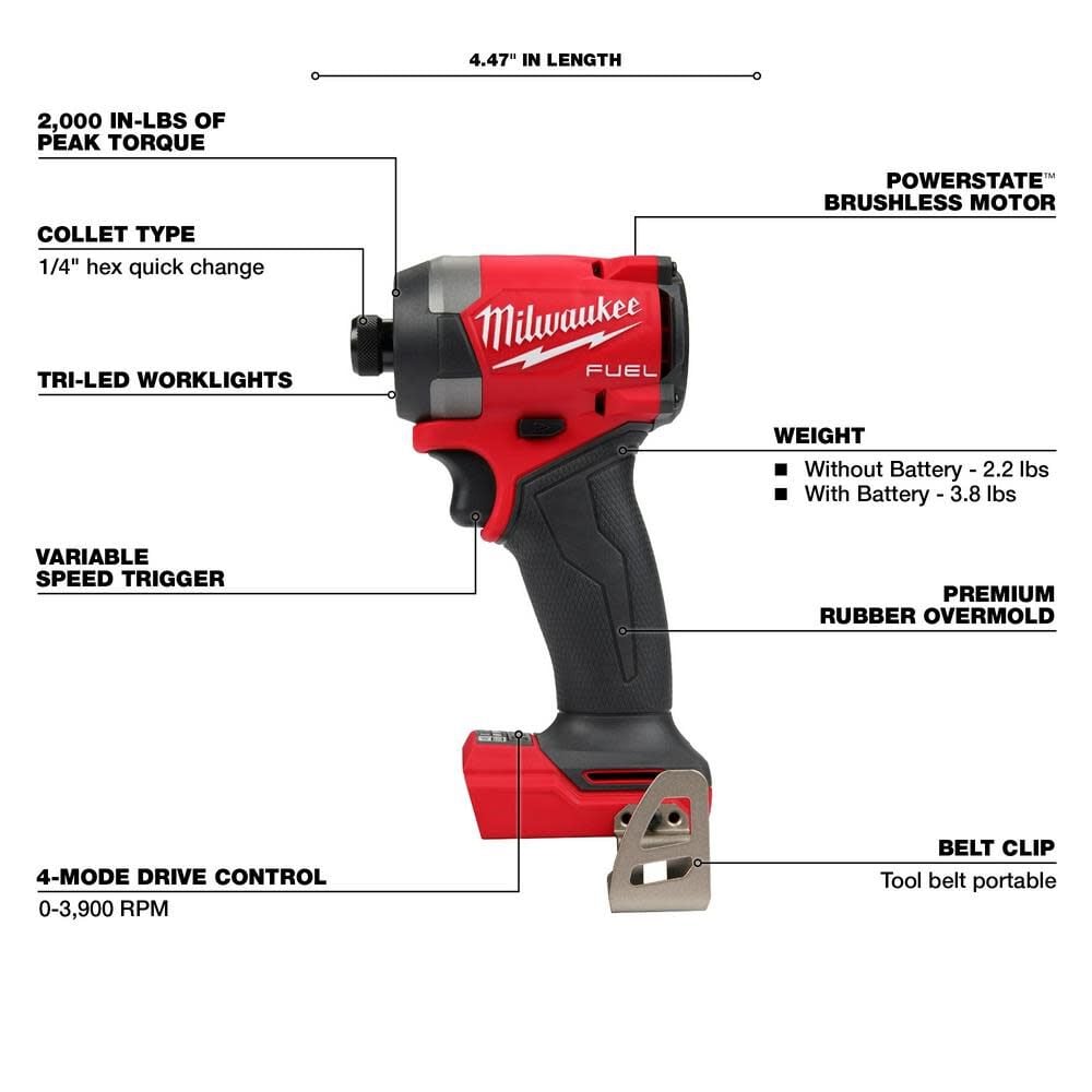 Milwaukee M18 FUEL 1/4inch Hex Impact Driver (Bare Tool), large image number 4