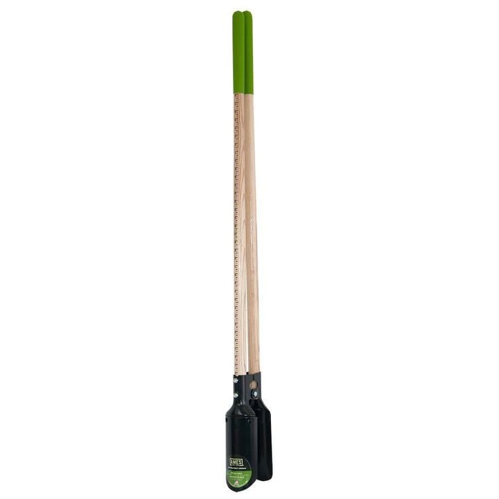 Ames 58.75 Inch Post Hole Digger with Ruler and Wood Handle