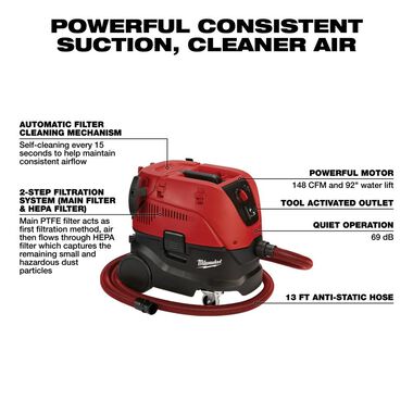Milwaukee 8 Gallon Dust Extractor, large image number 2