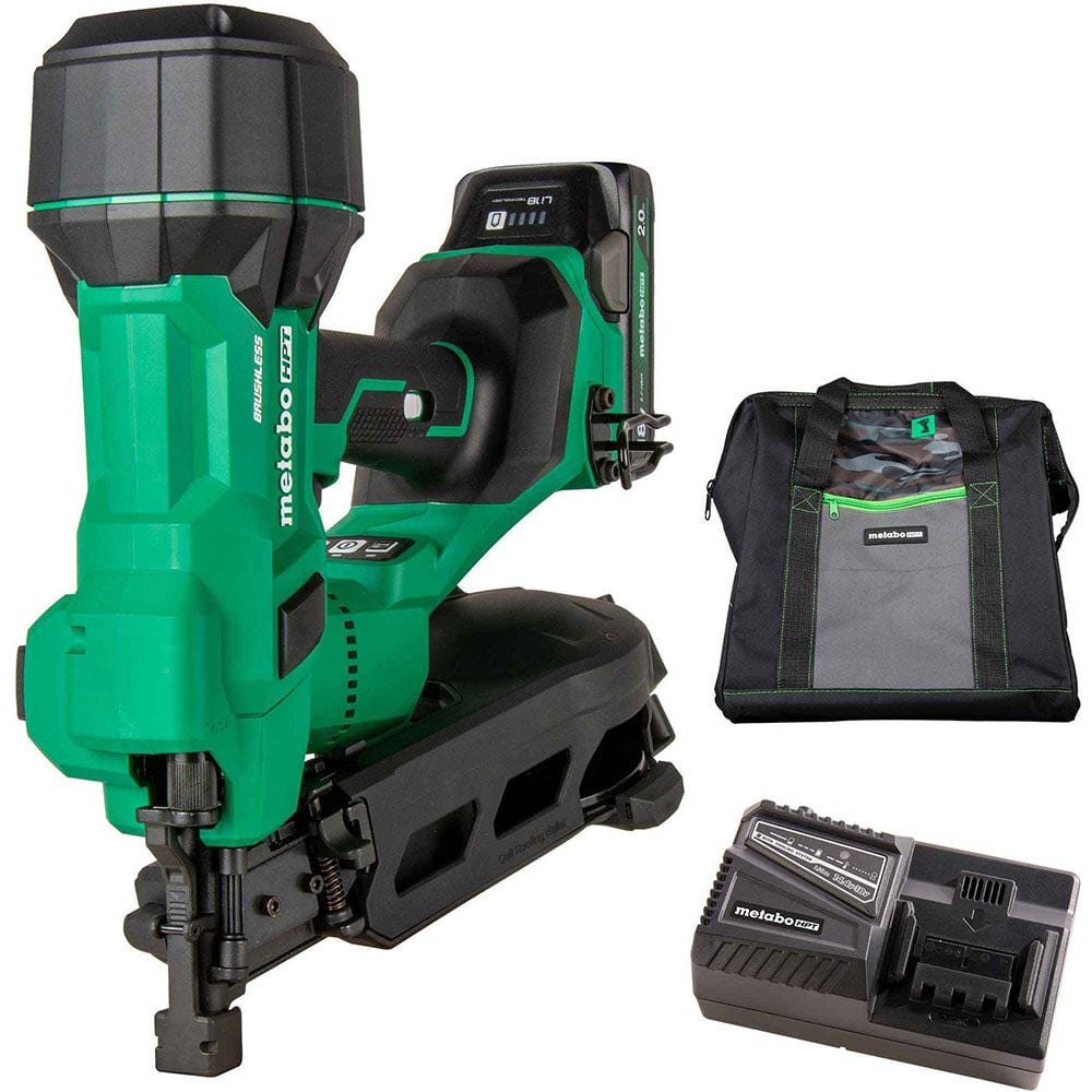 Metabo HPT 18V MultiVolt Brushless 1-3/4 Inch Coil Roofing Nailer Kit - NV1845DAM