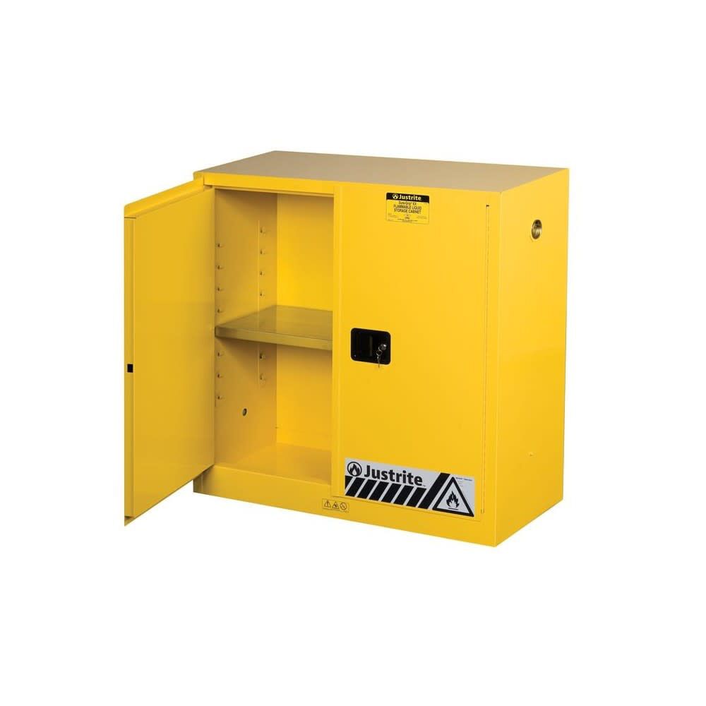 Justrite 30 Gallon Yellow Steel Manual Close Flammable Cabinet, large image number 5