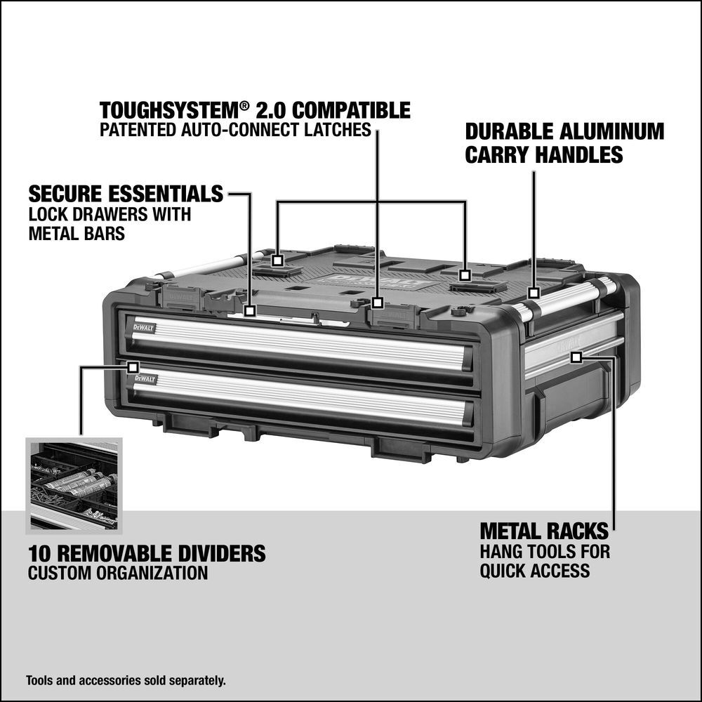 DEWALT TOUGHSYSTEM 2.0 DXL 30 Inch 2 Shallow Drawers Unit, large image number 5
