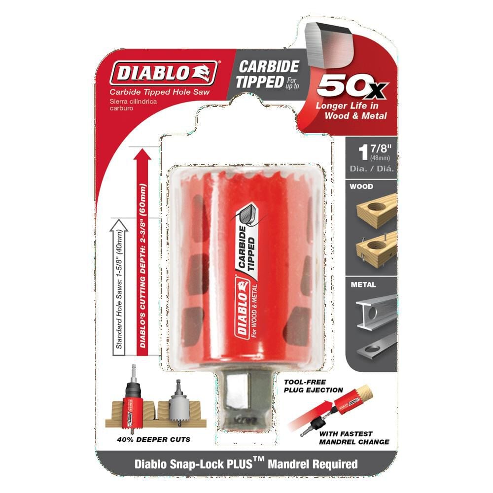 Diablo Tools 1-7/8in (48mm) Carbide-Tip Wood & Metal Holesaw, large image number 3
